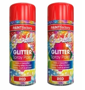 2 x Red Sparkling Glitter Sprühfarbe Basteln Kunst Dekoration Metallic - 200ml - Bild 1 von 4