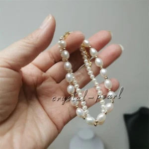 stunning 7.5-8" AAA+ natural south sea white pearl bracelet 14k - Picture 1 of 6