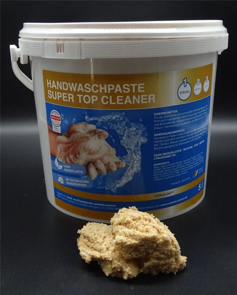 AUTOTEILE-KOENNE 5 l Handwaschpaste SUPER TOP CLEANER Handreiniger Handreinigung Holzmehl Strong