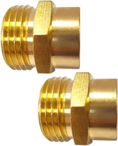Brass Garden Hose Adapter, Double Female Male Thread 1/2 NPT 3/4 GHT Pipe (2 Pac - Picture 1 of 12