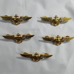 10 Stück WW2 WWII U.S.Navy-Marines Pilot Fliegerflügel Pin Abzeichen golden - Bild 1 von 6