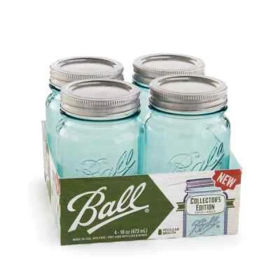 Ball Aqua Vintage Regular Mouth Pint Glass Mason Jars, 16 oz, 4 Pack - Image 1 of 2