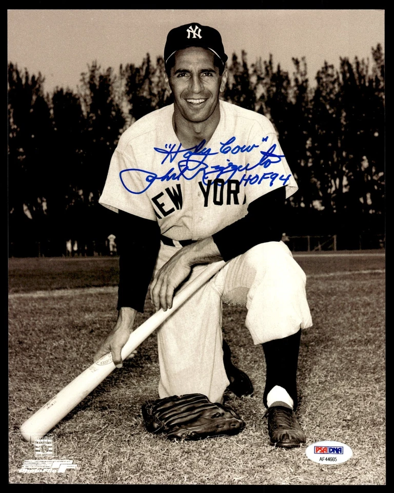 PHIL RIZZUTO SIGNED 8X10 PHOTO INSCRIBED "HOLY COW & HOF 94" - PSA COA - YANKEES - Image 1 of 1