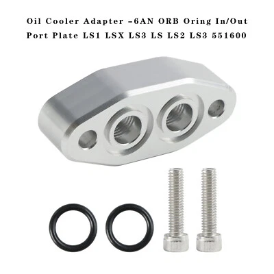 Oil Cooler Adapter 6AN ORB Oring In/Out Port Plate LS1 LSX/LS3/LS/LS2551600 ZA - Image 1 of 4