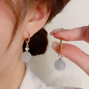 Mode Zirkon Opale Ohrringe für Frauen 14K vergoldeter Schmuck ein Paar - Bild 1 von 13