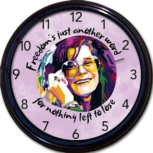Orologio da parete Janis Joplin Woodstock 1969 chitarra pace hippie nuovo 10" - Foto 1 di 1