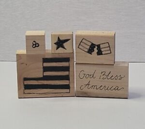 Close To My Heart Wood Mounted Rubber Stamps 4th of July Flag Fire Cracker Star
