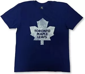 Toronto Maple Leafs NHL Distressed Leaf Logo Blue Adult T-Shirt SMALL - Picture 1 of 1