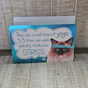 American Greetings Birthday Card 6x8 Pop Up Cat Yoga Ice Cream Funny Blue - Picture 1 of 8