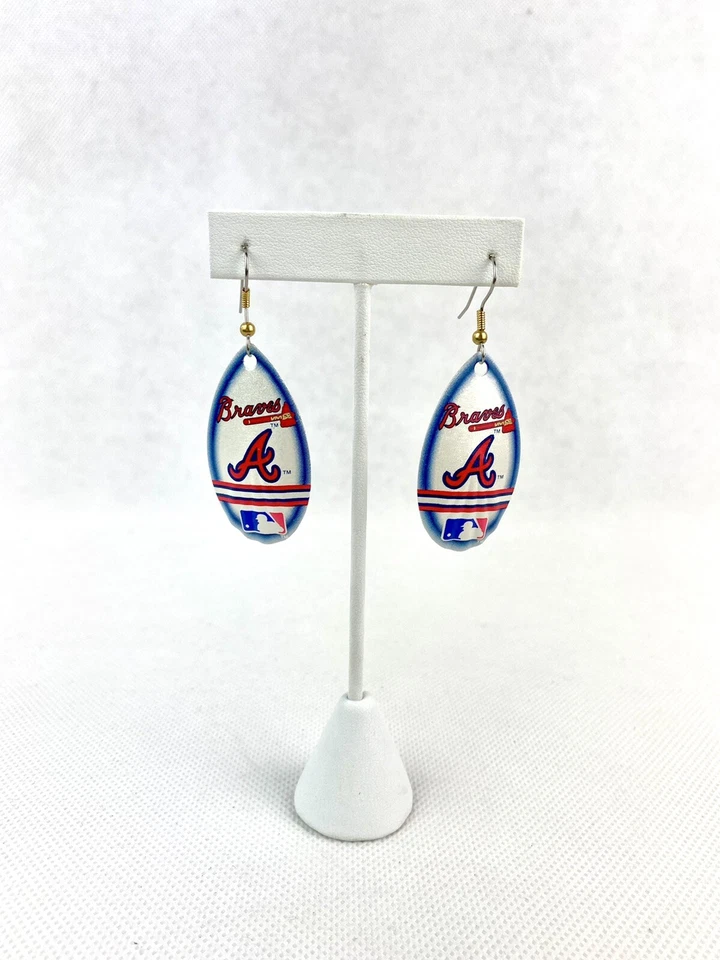 MLB Atlanta Braves Vintage Teardrop Spinner Women’s Hook Earrings - Image 1 of 1