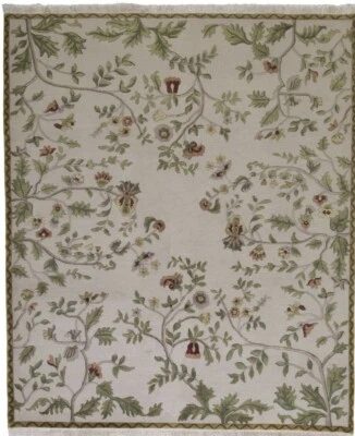 Auboussona Area  rug new Hand knotted Jaipur  8 X 10 Ft Wool French Design. - Image 1 of 4