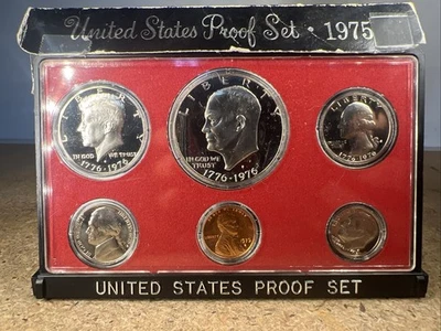 1975 S United States Proof Set 6 Coins w Type 1 Bicentennial Eisenhower Dollar - Image 1 of 4