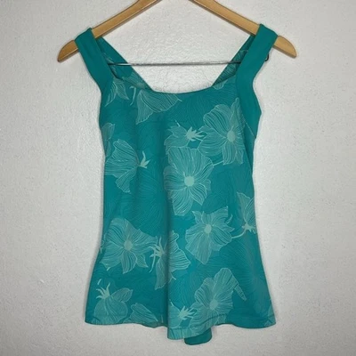 Lucy Women’s Workout Tank Top Floral Teal Size M Built-In Bra Activewear - Image 1 of 4