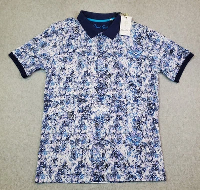 Camisa Polo Robert Graham Para Hombre Talla Med M Azul Agua de Lluvia Púrpura Geométrica NUEVA Foto 1 de 4