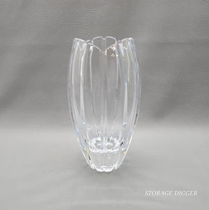 Vintage Mikasa Marquis Heavy Clear Crystal 9.5" Vase Scalloped Rim Decorative - Picture 1 of 9