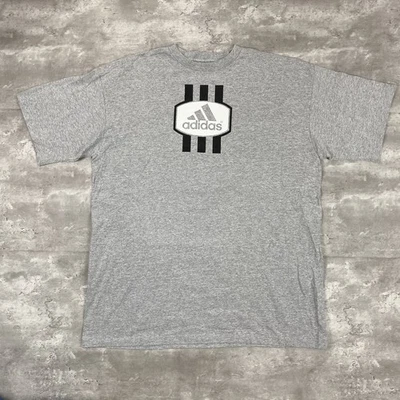 Camiseta vintage años 90 ADIDAS para hombre XL 3 RAYAS doble cara hecha en EE. UU. gris Foto 1 de 4