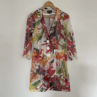 ML Collections Art to Wear Size EU40 US6-Small Bold Floral Mesh Long Line Jacket - Image 1 of 4