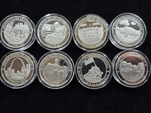 🌟(8) Symbols of America Silber Danbury Mint 2 oz Medaillen, 16 oz GESAMT - Bild 1 von 8