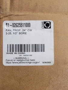Ventilador de hélice York, 24 pulgadas, CAW, 3-25, 1/2 pulgadas S1-02625511000 - Repuesto original OEM - Imagen 1 de 3