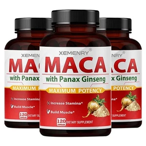 Raíz de Maca con Panax Ginseng Cápsulas 7200mg - Potenciador de Testosterona - Imagen 1 de 11