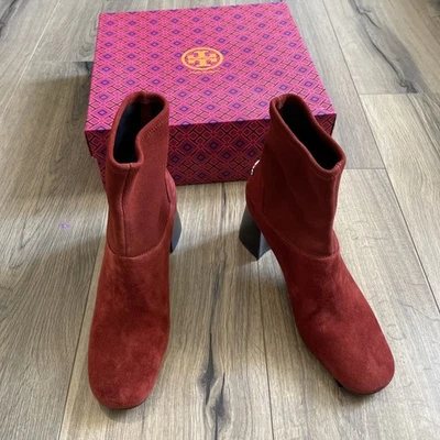 Botín Tory Burch SIDNEY 70mm Niño Gamuza Elastizado Gamuza Redwood Talla 7.5 Ret $425 Foto 1 de 4
