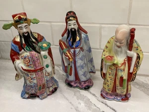 Vintage Antique  3  Oriental Statues 8 1/4" Tallest #770 - Picture 1 of 8