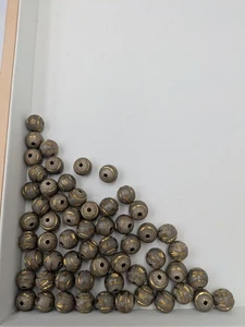 x60 Oxidized Textured Etched Metal Spacer Jewelry Making Beads 9.5mm - Picture 1 of 7