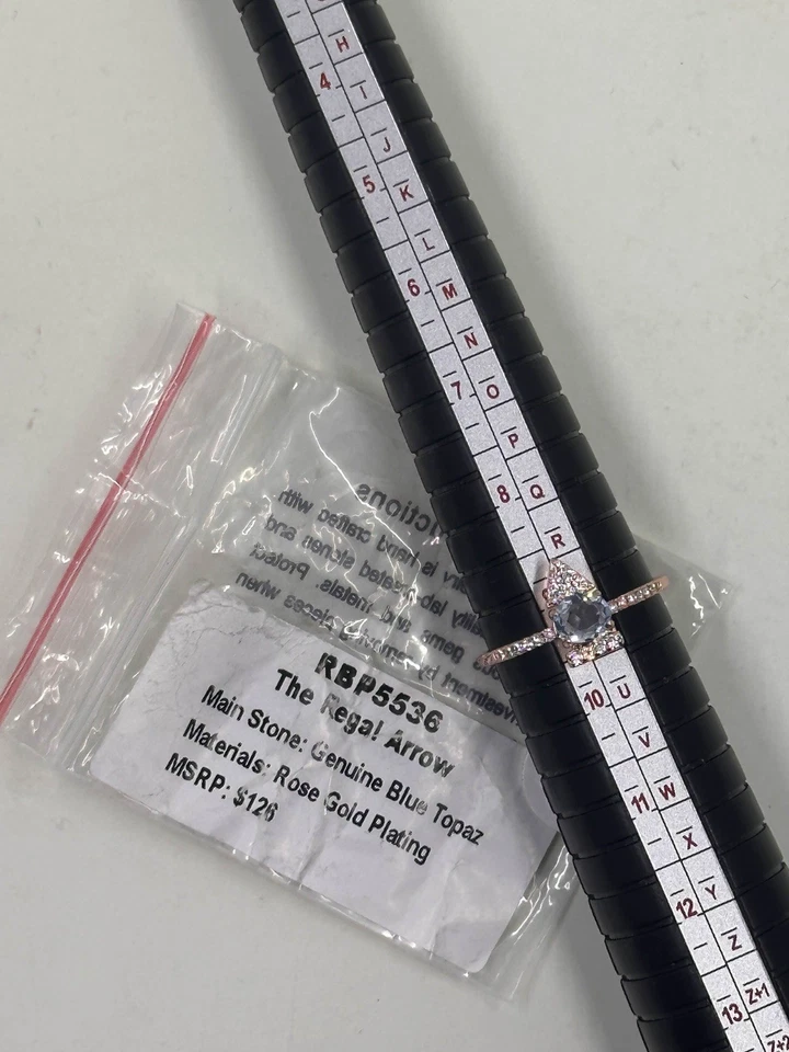 Anillo Bomb Party Talla 9 RBP 5536 The Regal Arrow Genuino Topacio Azul Sobre Oro Rosa Foto 1 de 1