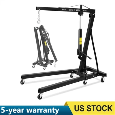 Engine Hoist Crane Cherry Picker 2 Ton Hydraulic Garage Shop Engine Lift Jack Foto 1 de 4