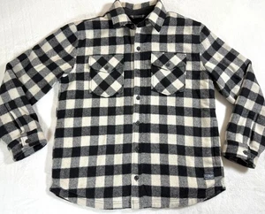 90er Vintage L.L.Bean Herren M Buffalo Check Wolle Feldmantel Shacket weiß schwarz - Bild 1 von 13
