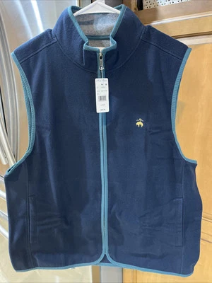 BROOKS BROTHERS МУЖСКОЙ ПЛЮШЕВЫЙ ФЛИСОВЫЙ ЖИЛЕТ, ТЕМНО-СИНИЙ, НОВЫЙ С ЯРЛЫКАМИ - Изображение 1 из 4