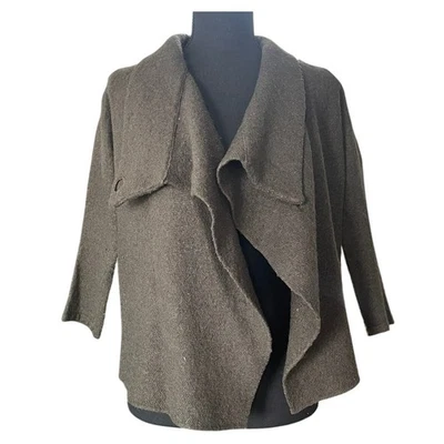 Tahari Wool Asymmetrical Sweater Womens L Green Earthy Goblincore Minimalist - Image 1 of 4