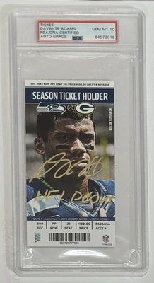 Davante Adams Autograph Signed NFL Debut Ticket 9/4/14 w/ NFL Debut PSA 10 Auto - Image 1 of 2