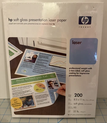 New HP Soft Gloss Presentation Laser Paper 200 Sheets 32 LB 8.5x11 Q6541A - Image 1 of 4