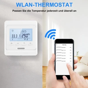 Tuya WiFi Thermostat Digital LCD WLAN Raumthermostat Fußbodenheizung 16A Weiß DE - Bild 1 von 15