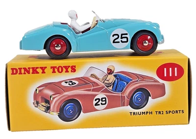 Atlas Dinky Toys modello numero 111 Triumph TR2 sport pressofuso calibro OO confezione in scatola - Immagine 1 di 4