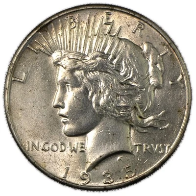 1935-P Philadelphia Peace Silver Dollar $1 Almost Uncirculated AU - Image 1 of 2