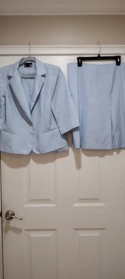 Traje Falda Tracy Evans Azul Rayas Talla 14 Foto 1 de 4