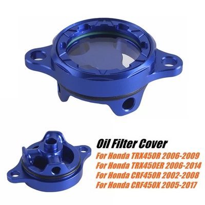 Blue Engine Oil Filter Cover Cap For Honda TRX450R TRX450E CRF450R CRF450X 02-17 - Image 1 of 4