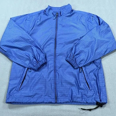 Chaqueta de golf Sun Mountain para hombre pequeña azul a cuadros cortavientos cremallera completa ventilada Foto 1 de 4