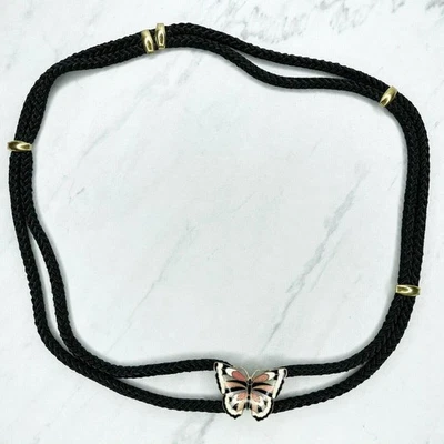 Cinturón Cuerda Retorcida Negro Hebilla Mariposa Dorada Y2K Boho - Pequeño (S) Foto 1 de 4