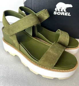 Neu Sorel Joanie IV Y Riemchen-Keilsandalen grün Veloursleder Damengröße 8,5 - Bild 1 von 9