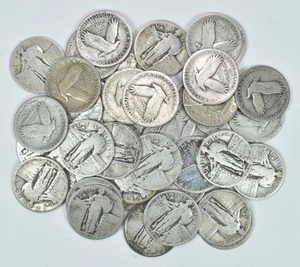 Roll 1925-1930 G/VG/F Full Date Standing Liberty Quarter 40 Coin Lot - $10 Face - Picture 1 of 4