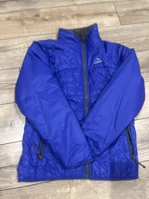 Chaqueta acolchada para niños LL Bean forrada de lana reversible azul/gris M 10/12 Foto 1 de 4