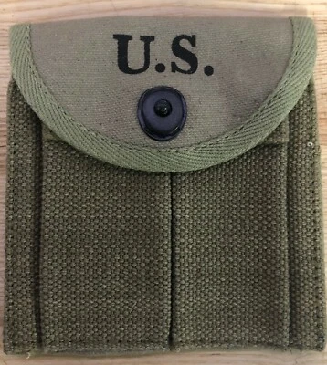 WW2 US BUTT STOCK RIFLE OD AMMO POUCH BOYT 43 M1 CARBINE CALIBER 30 RIFLE WWII - Image 1 of 4