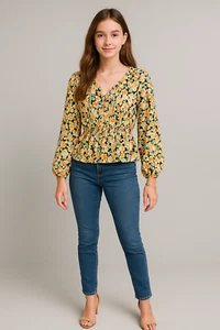 Top BCX Junior L Negro Calado Floral Cottagecore Boho Hadas Jardín Bloomcore - Imagen 1 de 15