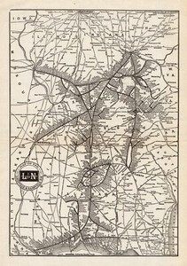 1933 Antique Louisiana & Nashville Railroad Map L&N Railroad Railway Map 9131