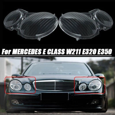 Pair For Mercedes Benz W211 E320 E350 Car Headlight Lens Cover LH + RH 2002-2008 — 第 1/4 张图片