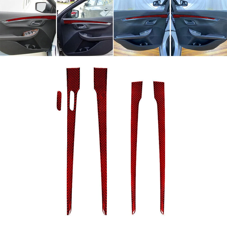Cubierta de panel de puerta interior para Chevrolet Impala 14-20 vinilo rojo fibra de carbono Foto 1 de 4