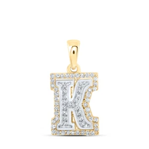 Colgante de oro redondo de dos tonos de 10 quilates con letra inicial K de diamante para mujer 1/5 Cttw - Imagen 1 de 1